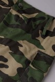 Camouflage Casual Print Patchwork Regular High Waist Conventional Full Print Skirt