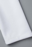 Vêtement d'extérieur à col rabattu décontracté en patchwork uni blanc