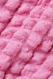 Розовые сексуальные однотонные повязки с выдолбленными лоскутными платьями с круглым вырезом и юбкой-карандашом