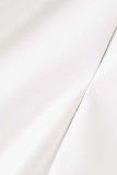 Белое сексуальное однотонное платье без рукавов с открытой спиной и разрезом на шее