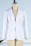 White Casual Solid Patchwork Turn-back Collar Outerwear