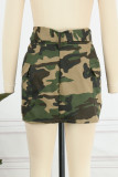 Camouflage casual print patchwork normale hoge taille conventionele volledige print rok
