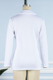 Weiße, lässige, solide Patchwork-Oberbekleidung mit Umlegekragen