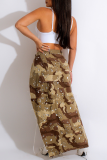 Decorative Pattern Sexy Camouflage Print High Opening Skinny High Waist Pencil Full Print Bottoms
