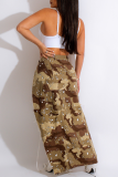 Decoratief patroon Sexy camouflageprint High Opening Skinny High Waist Pencil Full Print Bottoms