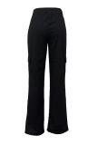 Черные повседневные однотонные однотонные лоскутные узкие брюки с высокой талией и высокой талией в стиле пэчворк