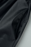 マルチカラー カジュアル プリント パッチワーク ジッパー カラー 半袖 ツーピース