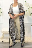 Vêtement d'extérieur décontracté imprimé léopard patchwork blanc