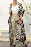 Weiße Casual Print Leopard Patchwork Cardigan Oberbekleidung