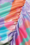 Multicolor Sexig Casual Print Bandage Vik Turtleneck ärmlös två delar