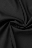 Robe chemise noire à col rabattu à imprimé décontracté