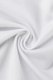 Weiße sexy solide ausgehöhlte Patchwork-Falten-Tops