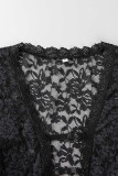 Robes jupe crayon transparentes noires sexy en patchwork uni à col en V