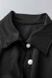 Robes de jupe en une étape à col rabattu décontractées en patchwork solide noir