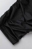Due pezzi casual manica lunga patchwork solido nero