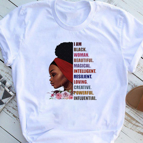 White Red Casual Print Basic O Neck T-Shirts
