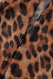 Леопардовый принт Сексуальный лоскутный принт с открытыми плечами Узкие комбинезоны