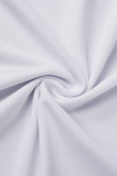 Bianco casual fasciatura solida patchwork fessura scollo a V taglie forti due pezzi