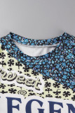 Color Street Print Patchwork O Neck T-Shirts