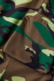 Multicolor Casual Camouflage Stampa Spacco Regolare Vita alta Gonne a stampa intera convenzionali