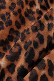 Leopard Print Sexy Print Patchwork Off-shoulder Skinny Jumpsuits