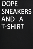 Черные повседневные футболки с круглым вырезом и буквенным принтом в стиле пэчворк с винтажным принтом