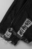 Jeans taglie forti strappati casual casual alla moda grigi