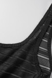 Прозрачные прозрачные однотонные лоскутные брюки Brown Street с U-образным вырезом из двух частей