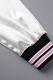 Capispalla con colletto cardigan con fibbia patchwork stampa abbigliamento sportivo casual rosa