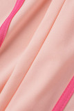 ピンクのセクシーなソリッド パッチワーク ストラップ デザイン スパゲッティ ストラップ ノースリーブ XNUMX ピース
