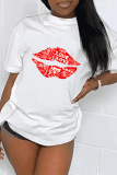 T-shirts à col rond et patchwork imprimés Street Lips noirs