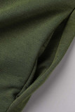 Legergroen Casual Street Solid Patchwork Asymmetrische overhemdkraag Onregelmatige jurkjurken