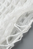 Witte sexy casual effen bandage mouwloze jurkjurken met O-hals