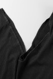 Blusas pretas sexy casuais lisas sem costas com decote em V