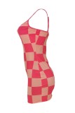 Colour Sexy Casual Plaid Print Backless Spaghetti Strap Sleeveless Dress Dresses