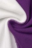 Paarse casual patchwork contrasterende O-hals mouwloze jurkjurken