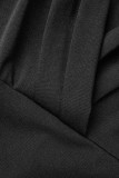 Robes de jupe en une étape décontractées noires à col en V et patchwork