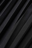 Black Casual Solid Patchwork V Neck Regular Jumpsuits