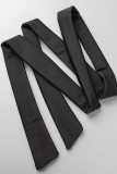 Zwarte Casual Solid Patchwork V-hals Een Stap Rok Jurken