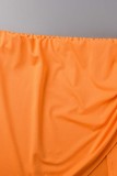 オレンジ色のファッションセクシーな固体包帯スリットVネック長袖XNUMXピース