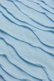 Голубой Повседневный Однотонный Пэчворк Прозрачный О-образный вырез Без рукавов Из двух частей