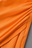 Orange Fashion Sexy Solid Bandage Schlitz V-Ausschnitt Langarm Zweiteiler