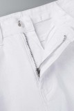 Witte casual stevige gescheurde skinny jeans met hoge taille