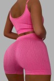 Roze Sexy Casual Solid Backless Spaghetti Band Mouwloos Twee Stukken