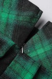 Чернильный зеленый сексуальный принт бинты с открытой спиной складной недоуздок без рукавов две части