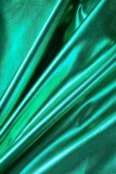 Зеленый сексуальный однотонный узкий комбинезон с открытой спиной и лямкой на бретельках