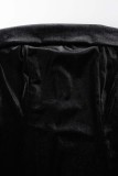 ブラック セクシー カジュアル ソリッド バックレス スリット ストラップレス ノースリーブ ドレス ドレス