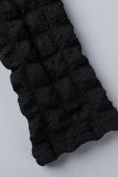 Barboteuses skinny noires décontractées unies en patchwork avec col à fermeture éclair