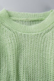 Gröna Sexiga Casual Solida genomskinliga T-shirts med o-hals