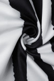 Patchwork d'impression sexy noir sur l'épaule Robes de jupe en une étape